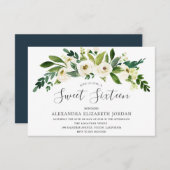 Fleurs blanches fleurissant doux 16 Invitation (Devant / Derrière)