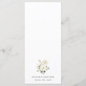 Fleurs blanches, Fleurs crème, Bohème, Menu baptêm (Dos)