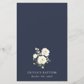 Fleurs blanches, fleurs crème, Bohème, Menu baptêm (Dos)