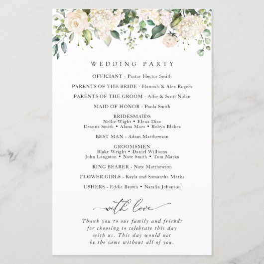 Fleurs blanches, Fleurs de crème, Programme de mar (Dos)