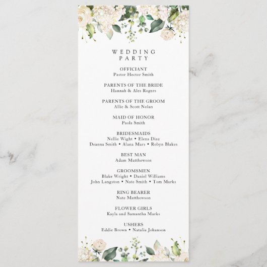 Fleurs blanches, Fleurs de crème, Programme de mar (Dos)