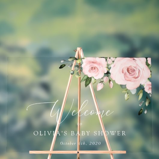 Fleurs blanches, Fleurs roses, Accueil Baby shower (Neutre)