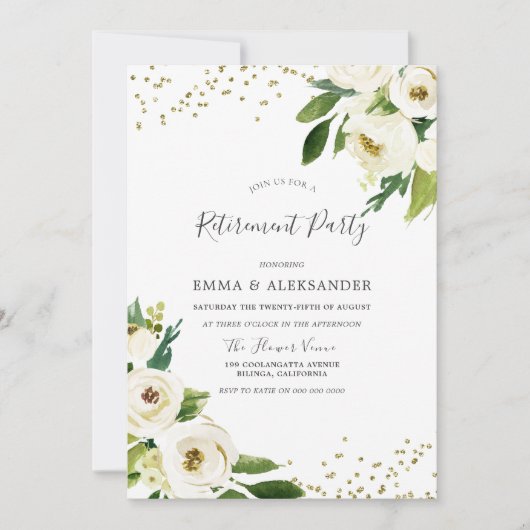 Fleurs blanches Invitation de la Retraite d'Or mod (Devant)