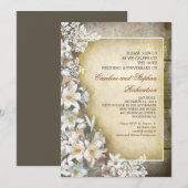 fleurs blanches invitations de mariage vintage (Devant / Derrière)