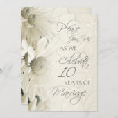 Fleurs blanches Invitations du 10e anniversaire du (Devant / Derrière)