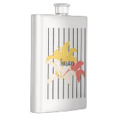 Fleurs blanches jaunes orange sur flacon à rayures (Droite)