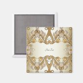 Fleurs blanches Magnet décoratif or (Recto/Verso)