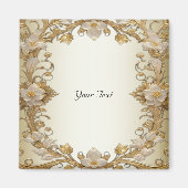 Fleurs blanches Magnet décoratif or (Devant)