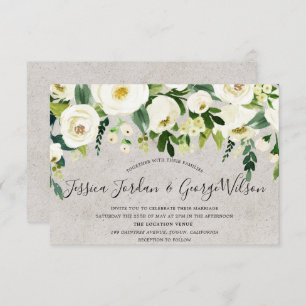 Fleurs blanches modernes Elégante invitation de ma