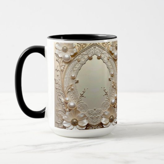 Fleurs Blanches Modernes Mug Perles Perles (Gauche)