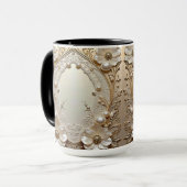Fleurs Blanches Modernes Mug Perles Perles (Devant gauche)