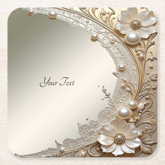 Fleurs Blanches Modernes Perles Sous-Verre en Papi (Devant)