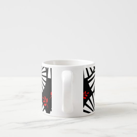 Fleurs blanches noires rétro Espresso Mug (Dos)