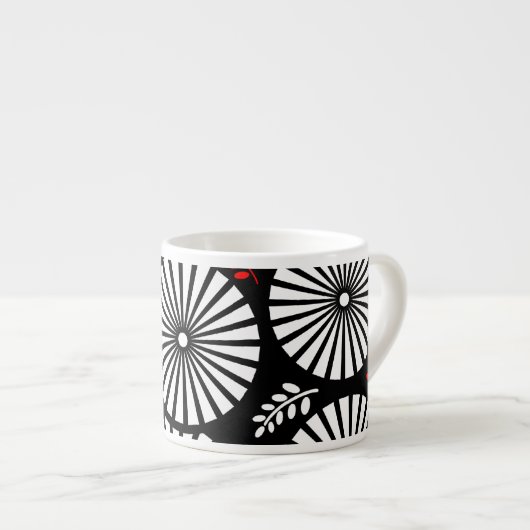 Fleurs blanches noires rétro Espresso Mug (Devant droit)