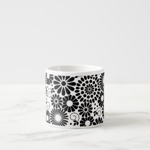 Fleurs blanches noires rétro Espresso Mug