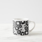 Fleurs blanches noires rétro Espresso Mug (Droite)