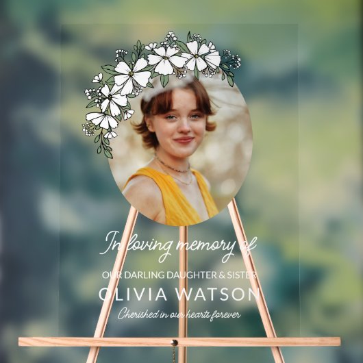 Fleurs Blanches Ovale Photo En Mémoire Amoureuse (Neutre)