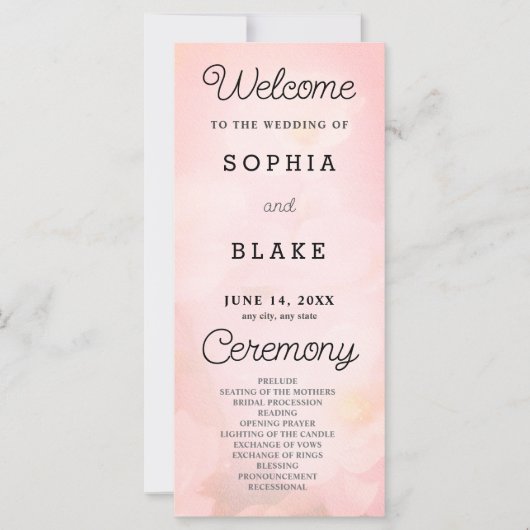 Fleurs blanches Programme de mariage rose (Devant)