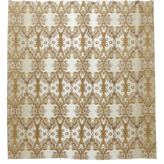 Fleurs blanches Rideau de douche décoratif or (Devant)