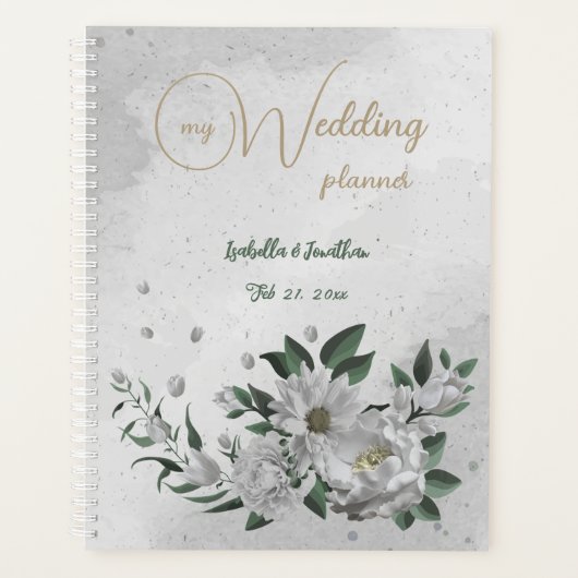 fleurs blanches romantiques et mariage aux feuille (Devant)