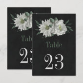 fleurs blanches romantiques numéro de table noir (Devant / Derrière)