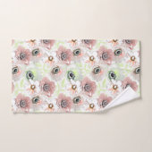 Fleurs blanches, roses. (Serviette à main)