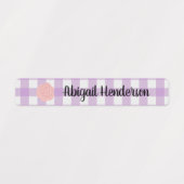 Fleurs blanches roses Étiquettes Nom Plaid violet (Design 1)