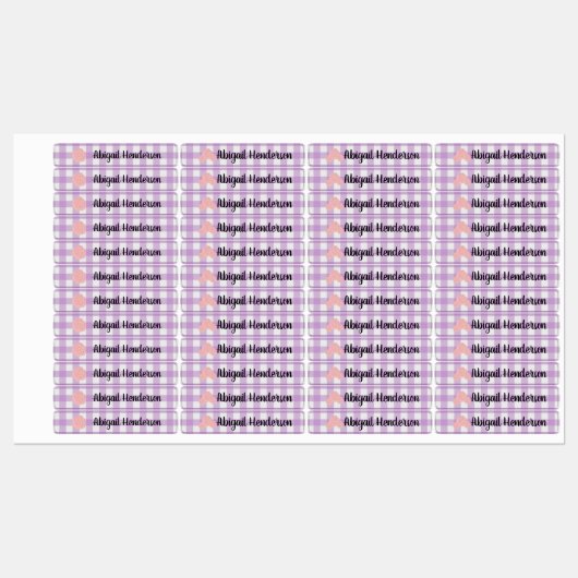 Fleurs blanches roses Étiquettes Nom Plaid violet (Feuille)