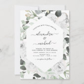 Fleurs blanches Roses Eucalyptus Invitation de mar (Devant)