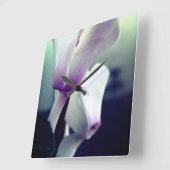 Fleurs blanches roses Photo Carré Horloge murale (Angle)