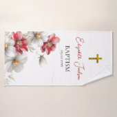 Fleurs blanches rouges étonnantes Cadeau Baptême o (Serviette de bain)