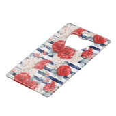 Fleurs blanches rouges rayures bleues (Devant Angle)