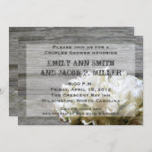 Fleurs blanches rustiques Couples Invitations de d (Devant / Derrière)