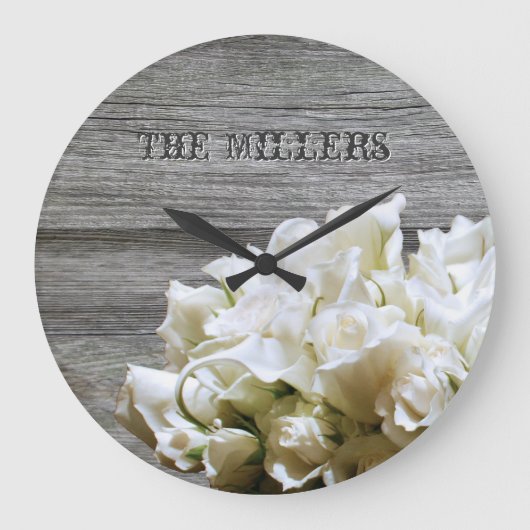 Fleurs blanches rustiques Horloge personnalisée (Recto)