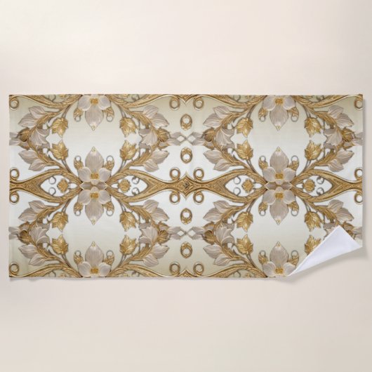 Fleurs blanches Serviette décorative Gold Beach (Devant)