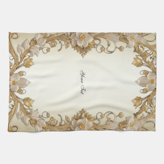 Fleurs blanches Serviettes de cuisine décoratives (Horizontal)