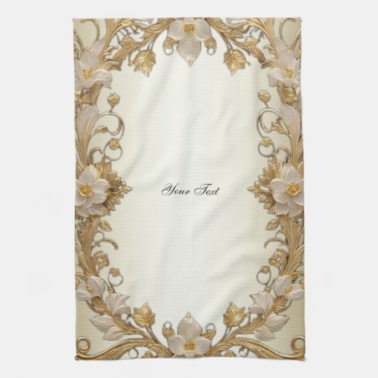 Fleurs blanches Serviettes de cuisine décoratives  (Vertical)