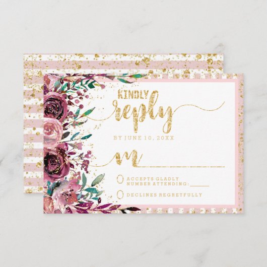 Fleurs blanches Stripes & Mariage d'or Réponse RSV (Devant / Derrière)