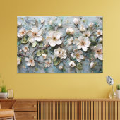Fleurs Blanches sur Branches – Art Mural Abstrait (Insitu(Salon))