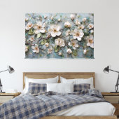 Fleurs Blanches sur Branches – Art Mural Abstrait (Insitu(Chambre))