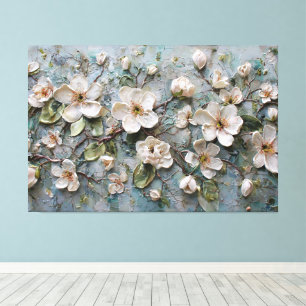 Fleurs Blanches sur Branches – Art Mural Abstrait