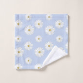 Fleurs blanches sur fond bleu clair (Gant de toilette)