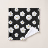 Fleurs blanches sur fond noir (Gant de toilette)