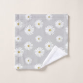 Fleurs blanches sur gris clair (Gant de toilette)