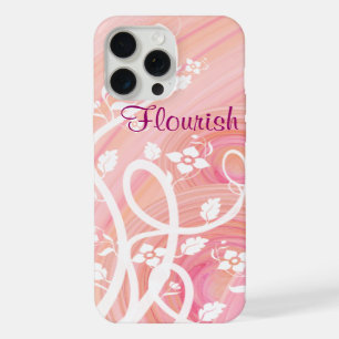 Fleurs blanches sur spirales roses et pêche