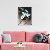 Fleurs blanches sur un banc Impression sur toile (Insitu(Salon))