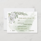 fleurs blanches verdure choix de repas RSVP carte (Devant)