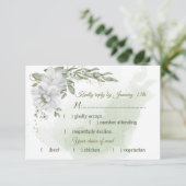 fleurs blanches verdure choix de repas RSVP carte (Debout devant)