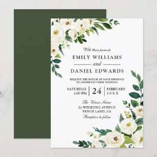 Fleurs blanches Verdure Faire-part de mariage mode