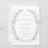 Fleurs blanches verdure Faire-part de mariage rust (Devant)